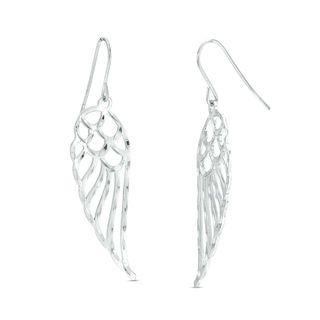 Sterling Silver Diamond-Cut Angel Wing Drop Earrings