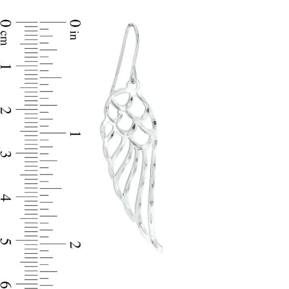 Sterling Silver Diamond-Cut Angel Wing Drop Earrings