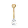 Thumbnail Image 0 of 10K Solid Gold CZ Pear-Shaped Belly Button Ring - 14G 7/16"