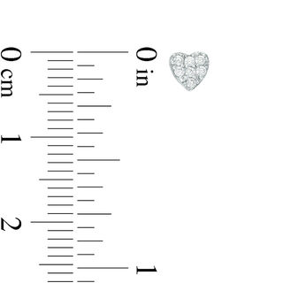 4mm Cubic Zirconia Solitaire with Star and Heart Cluster Stud Earrings Set in Sterling Silver