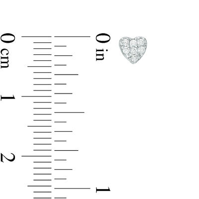 4mm Cubic Zirconia Solitaire with Star and Heart Cluster Stud Earrings Set in Sterling Silver