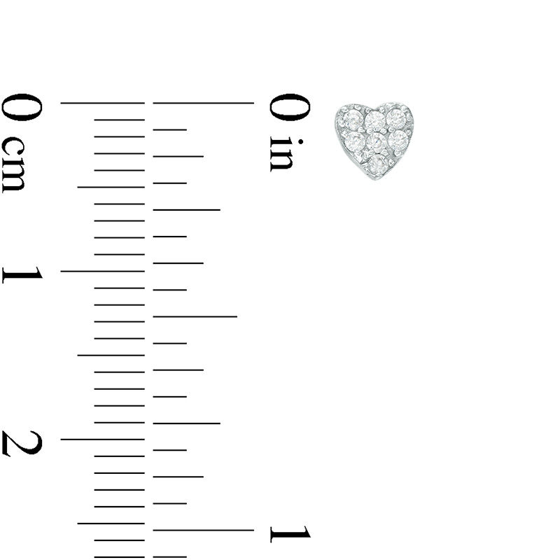 4mm Cubic Zirconia Solitaire with Star and Heart Cluster Stud Earrings Set in Sterling Silver