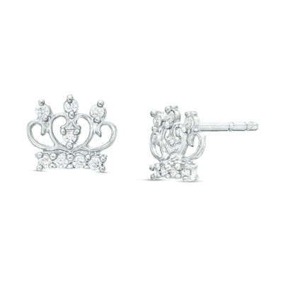 Cubic Zirconia Tiara Stud Earrings in Sterling Silver