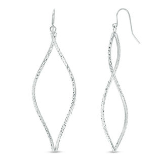 Diamond-Cut Double Cascading Ribbon Drop Earrings in Sterling Silver