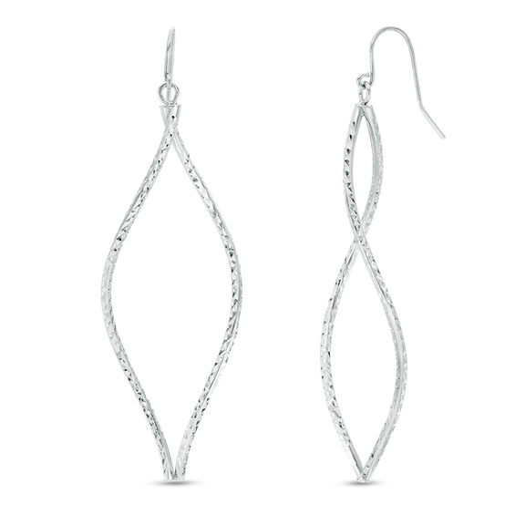Diamond-Cut Double Cascading Ribbon Drop Earrings in Sterling Silver