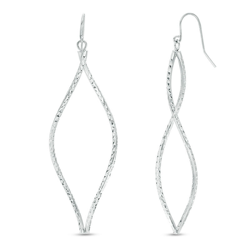 Diamond-Cut Double Cascading Ribbon Drop Earrings in Sterling Silver