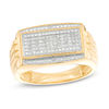 Thumbnail Image 1 of 1/10 CT. T.W. Rectangle Composite Diamond Ribbed Shank Ring in 10K Gold