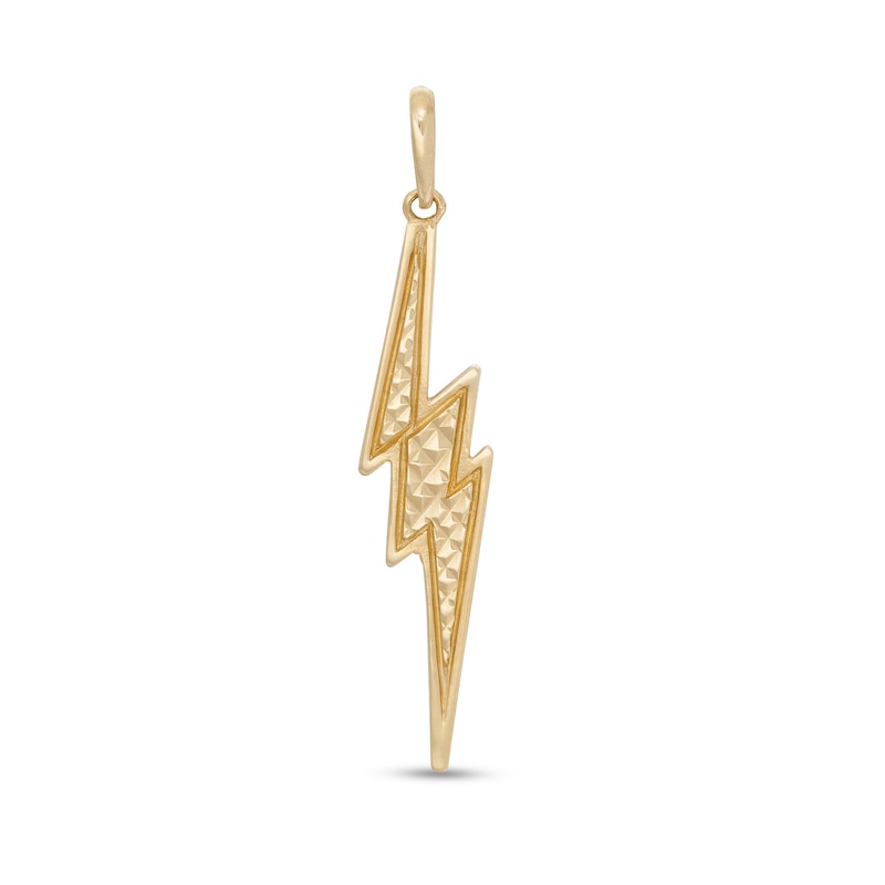 Main Image 1 of Diamond-Cut Lightning Bolt Necklace Charm in 10K Semi-Solid Gold