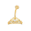 Thumbnail Image 0 of 014 Gauge Multi-Shape Crystal Tiara Belly Button Ring in Stainless Steel with Yellow IP