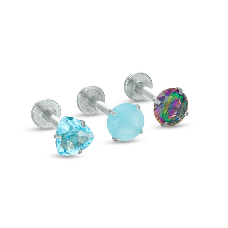 4mm Crystal Stud Piercing Earrings in Solid Stainless Steel