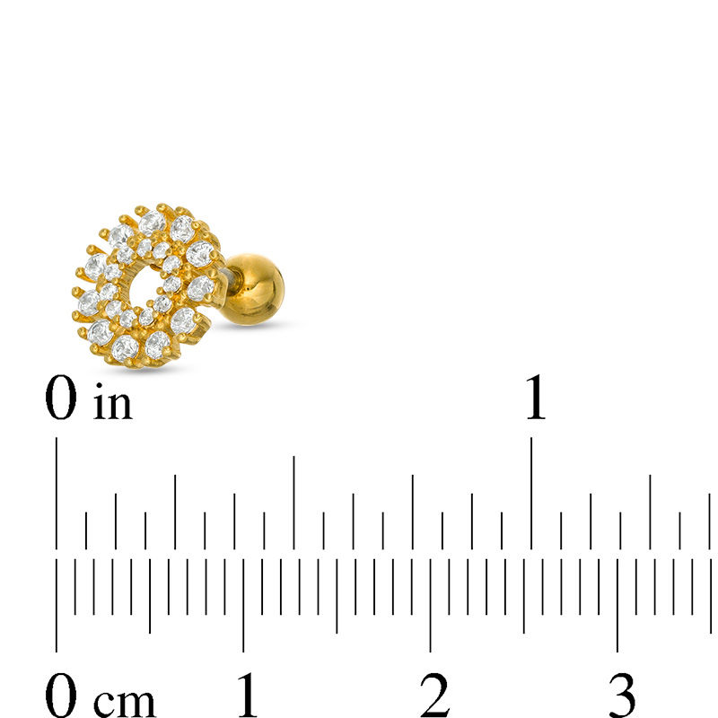 Main Image 2 of 016 Gauge Crystal Double Open Circle Cartilage Barbell in Stainless Steel with Yellow IP