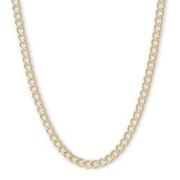 100 Gauge Bevelled Curb Chain Necklace in 10K Hollow Gold - 24&quot;