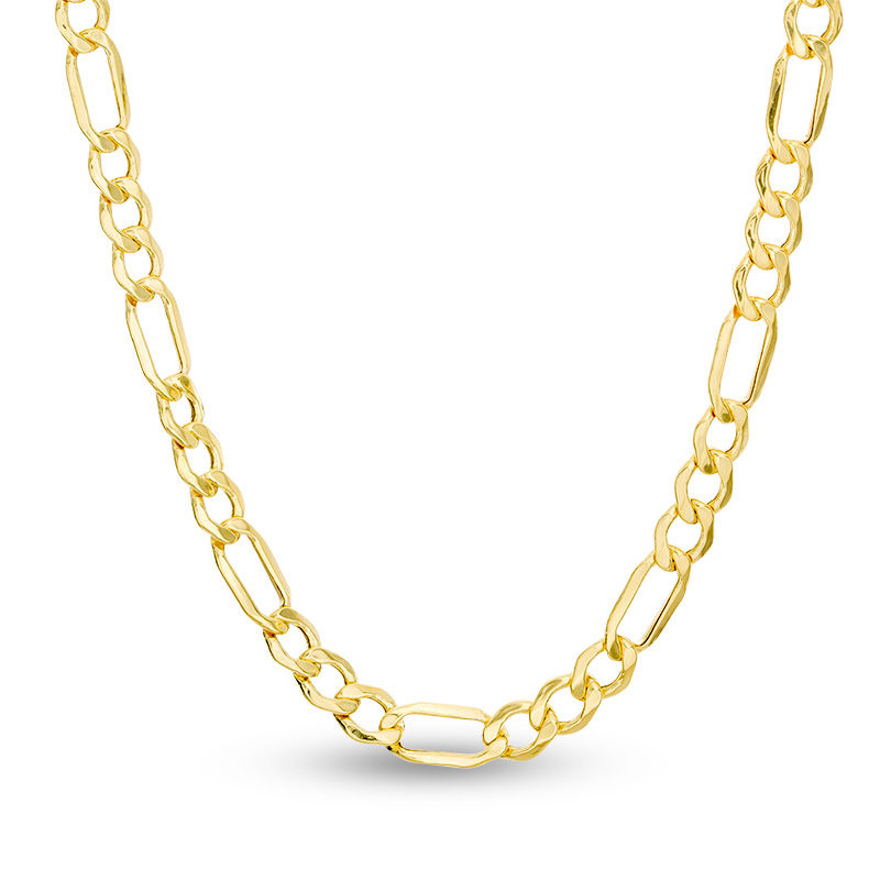 Main Image 1 of 100 Gauge Bevelled Figaro Chain Necklace in 10K Hollow Gold - 24"