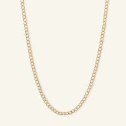 060 Gauge Bevelled Curb Chain Necklace in 10K Hollow Gold - 22&quot;