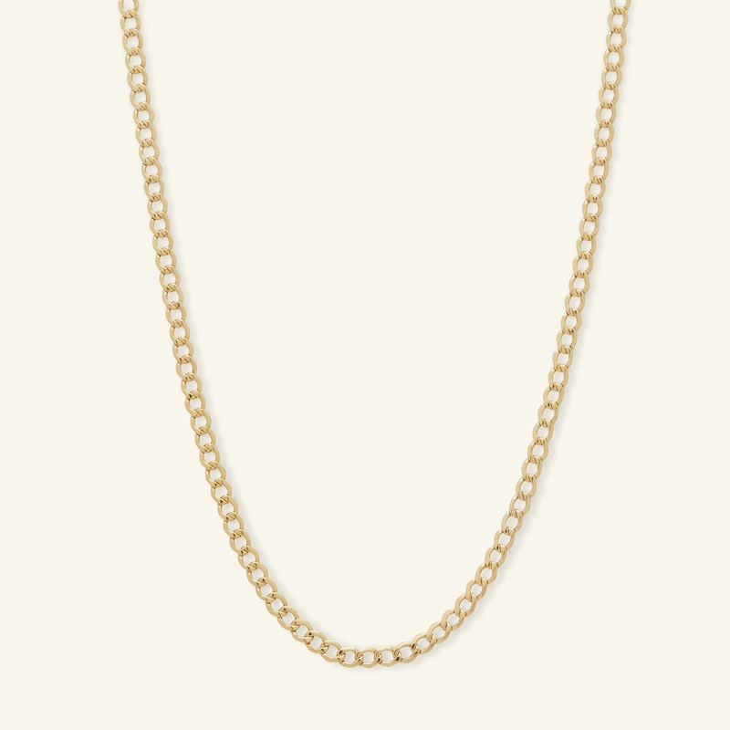060 Gauge Bevelled Curb Chain Necklace in 10K Hollow Gold - 22"