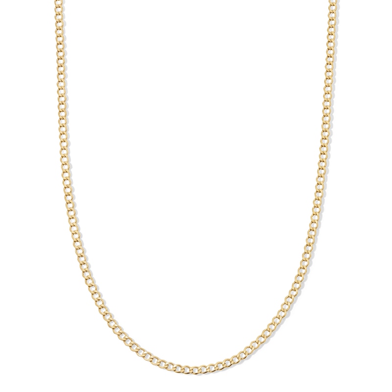 10K Hollow Gold Beveled Curb Chain - 22"