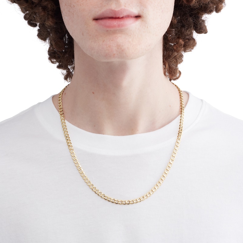 Main Image 4 of 10K Hollow Gold Curb Chain - 22"