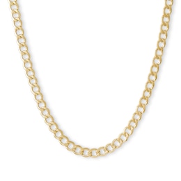 100 Gauge Bevelled Curb Chain Necklace in 10K Hollow Gold - 20&quot;