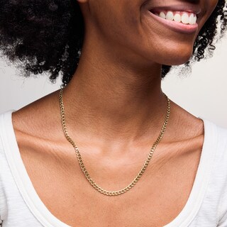10K Hollow Gold Beveled Curb Chain