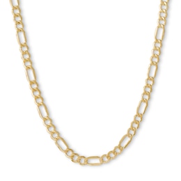 100 Gauge Bevelled Figaro Chain Necklace in 10K Hollow Gold - 20&quot;