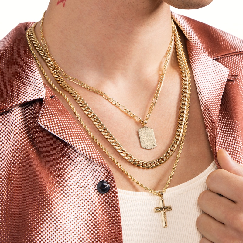 Main Image 3 of 10K Hollow Gold Beveled Figaro Chain - 20"