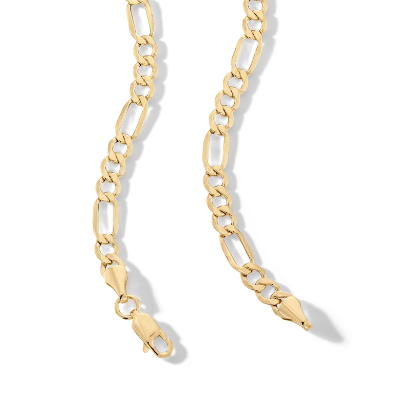 Main Image 3 of 10K Hollow Gold Beveled Figaro Chain - 20"