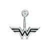Thumbnail Image 1 of DC Comics™ 014 Gauge Enamel Wonder Woman with Crystal Belly Button Ring in Stainless Steel