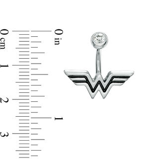 DC Comics™ 014 Gauge Enamel Wonder Woman with Crystal Belly Button Ring in Stainless Steel