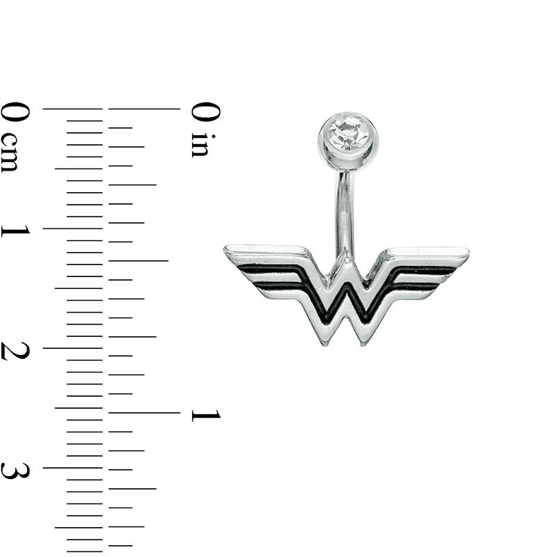 DC Comics™ 014 Gauge Enamel Wonder Woman with Crystal Belly Button Ring in Stainless Steel