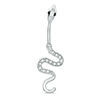 Thumbnail Image 1 of 014 Gauge Black and White Crystal Snake Belly Button Ring in Stainless Steel
