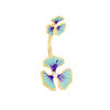 Thumbnail Image 0 of 014 Gauge Crystal and Blue Enamel Floral Belly Button Ring in Stainless Steel with Yellow IP