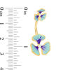 014 Gauge Crystal and Blue Enamel Floral Belly Button Ring in Stainless Steel with Yellow IP