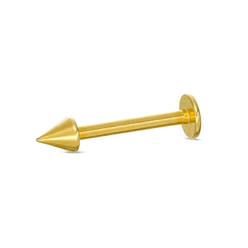 Main Image 1 of 016 Gauge Spike Labret in Stainless Steel with Yellow IP