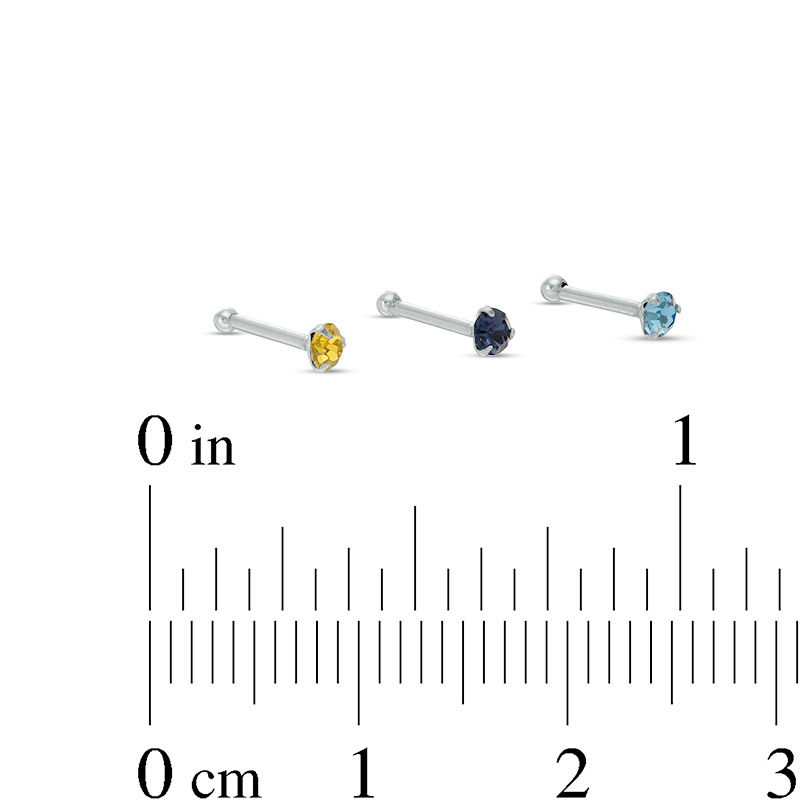Main Image 2 of 020 Gauge Multi-Color Cubic Zirconia Nose Stud Set in Sterling Silver