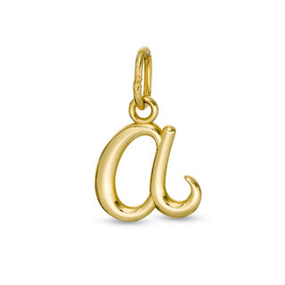 Lowercase Cursive "a" Necklace Charm in 10K Gold