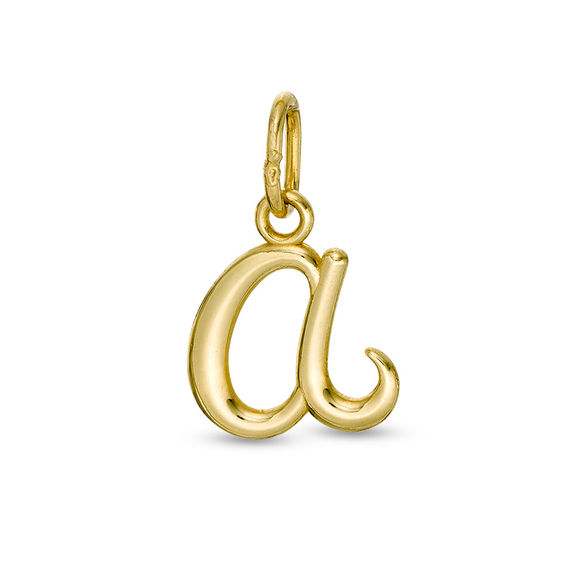 Lowercase Cursive "a" Necklace Charm in 10K Gold