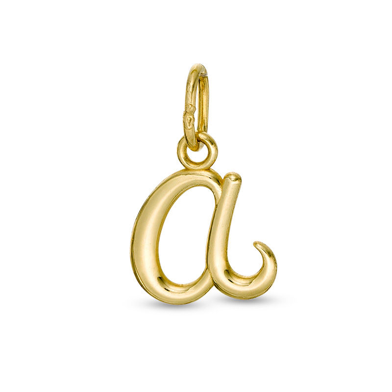 Lowercase Cursive "a" Necklace Charm in 10K Gold