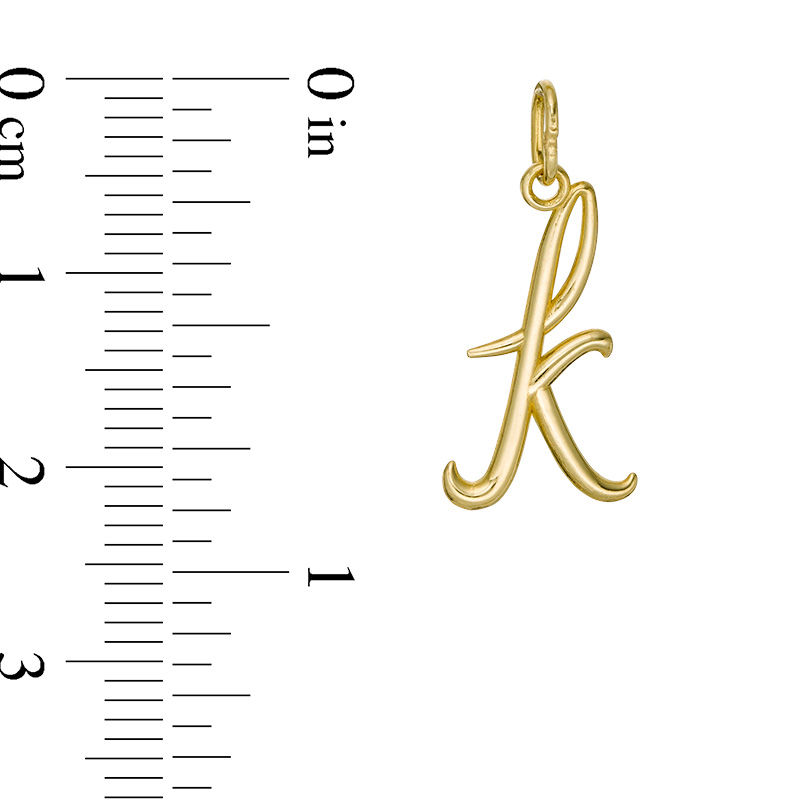 Main Image 2 of Lowercase Cursive "k" Necklace Charm in 10K Gold