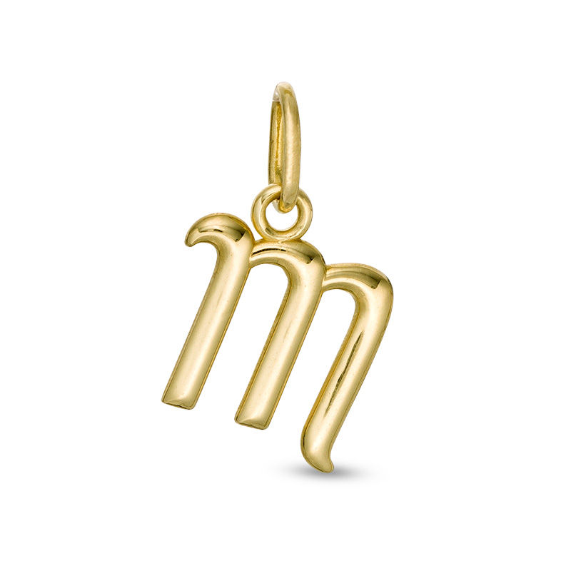 Main Image 1 of Lowercase Cursive "m" Necklace Charm in 10K Gold