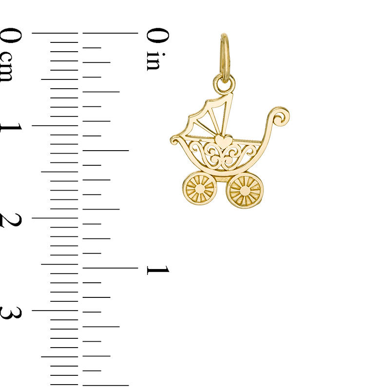 Main Image 2 of Vintage-Style Baby Carriage Necklace Charm in 10K Gold