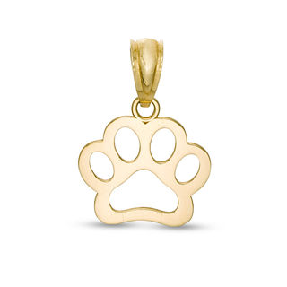 Dog Paw Cut-Out Necklace Charm in 10K Gold