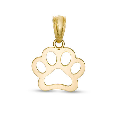 Dog Paw Cut-Out Necklace Charm in 10K Gold