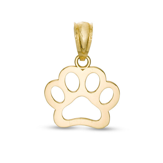 Dog Paw Cut-Out Necklace Charm in 10K Gold