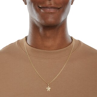 10K Gold Diamond-Cut Sea Turtle Necklace Charm