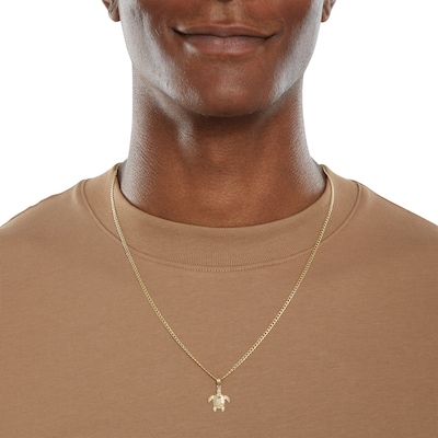10K Gold Diamond-Cut Sea Turtle Necklace Charm