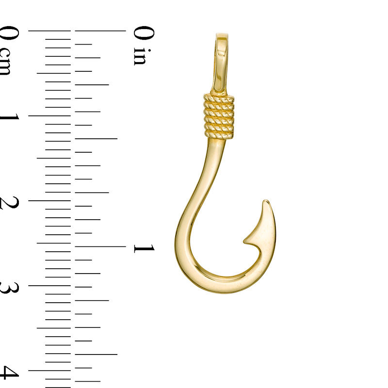 Main Image 2 of Fish Hook with Rope-Texture Necklace Charm in 10K Gold