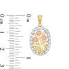 Thumbnail Image 2 of Diamond-Cut Roses Oval Frame Vintage-Style Necklace Charm in 10K Tri-Tone Gold