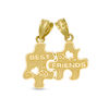 Thumbnail Image 1 of Textured "BEST FRIENDS" Puzzle Piece Necklace Charms with Heart Cut-Out Accents in 10K Gold