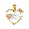 Thumbnail Image 1 of Diamond-Cut &quot;I Love You&quot; Heart Frame with Butterfly Accent Necklace Charm in 10K Tri-Tone Gold