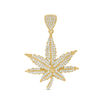 Cubic Zirconia Cannabis Leaf Necklace Charm in 10K Gold